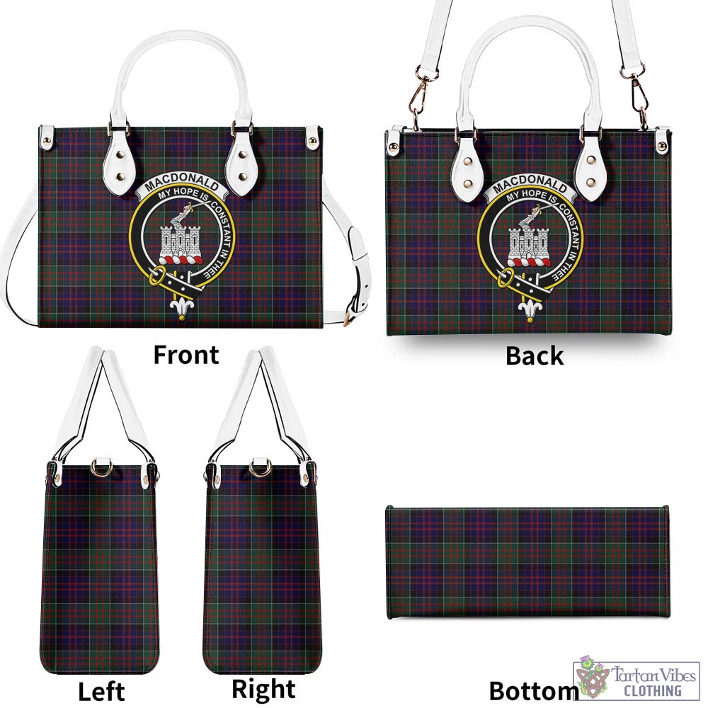 Tartan Vibes Clothing MacDonald of Clan Ranald Tartan Luxury Leather Handbags with Family Crest