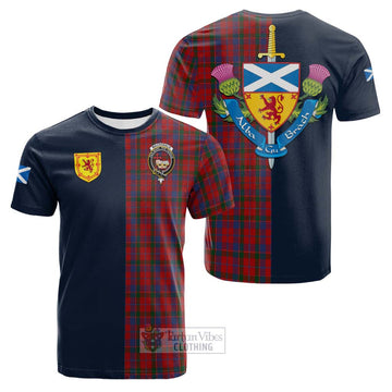 Tartan Vibes Clothing MacDonald of Glenaladale Tartan Cotton T-shirt with Scottish Lion Royal Arm Half Style