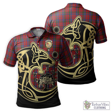 MacDonald of Glenaladale Tartan Polo Shirt with Family Crest Celtic Wolf Style