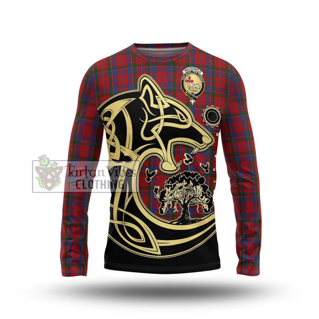 MacDonald of Glenaladale Tartan Long Sleeve T-Shirt with Family Crest Celtic Wolf Style Unisex - Tartan Vibes Clothing