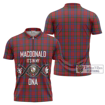 MacDonald of Glenaladale Tartan Zipper Polo Shirt with Family Crest DNA In Me Style Unisex - Tartanvibesclothing Shop