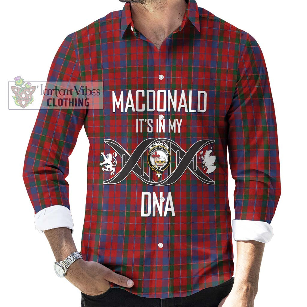 MacDonald of Glenaladale Tartan Long Sleeve Button Shirt with Family Crest DNA In Me Style Men's Shirt S - Tartanvibesclothing Shop