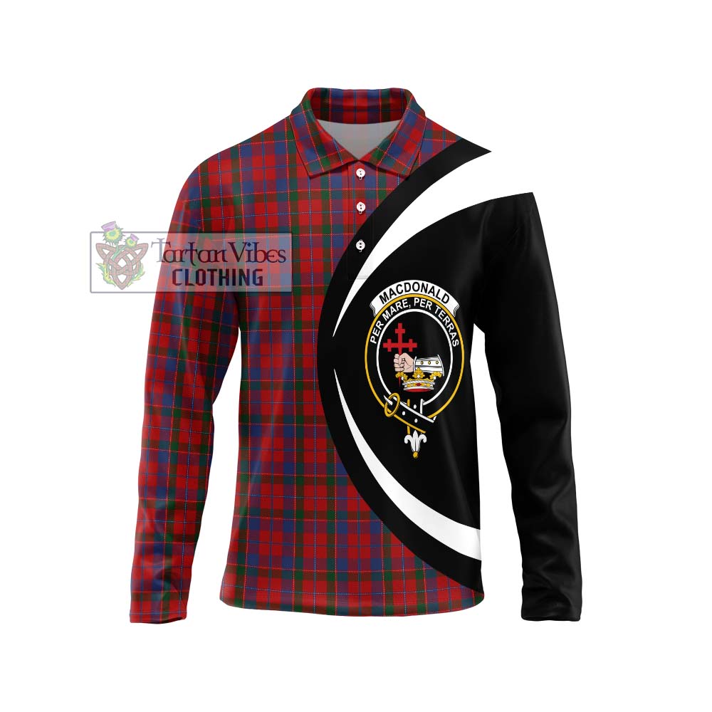 MacDonald of Glenaladale Tartan Long Sleeve Polo Shirt with Family Crest Circle Style Unisex - Tartan Vibes Clothing
