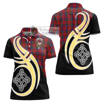 MacDonald of Glenaladale Tartan Women's Polo Shirt with Family Crest and Celtic Symbol Style - Tartan Vibes Clothing