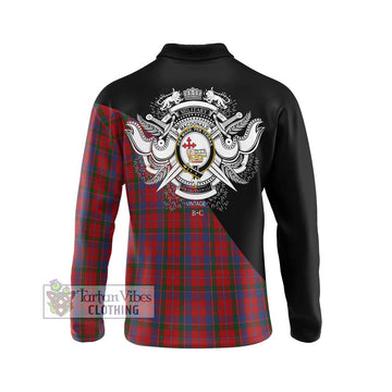 MacDonald of Glenaladale Tartan Long Sleeve Polo Shirt with Family Crest and Military Logo Style - Tartan Vibes Clothing