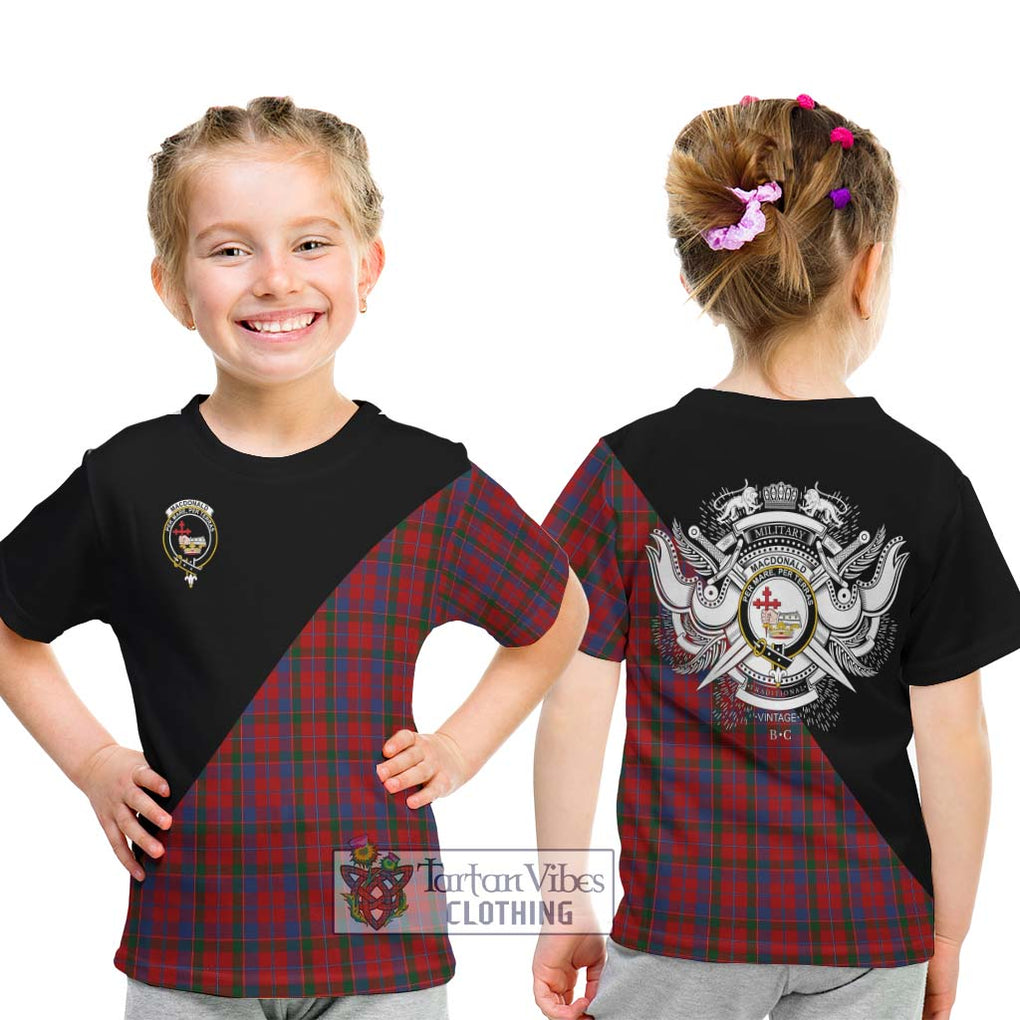 MacDonald of Glenaladale Tartan Kid T-Shirt with Family Crest and Military Logo Style - Tartanvibesclothing Shop