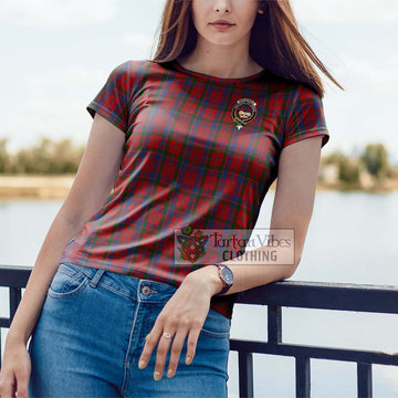 MacDonald of Glenaladale Tartan Cotton T-Shirt with Family Crest Women's Shirt - Tartanvibesclothing Shop
