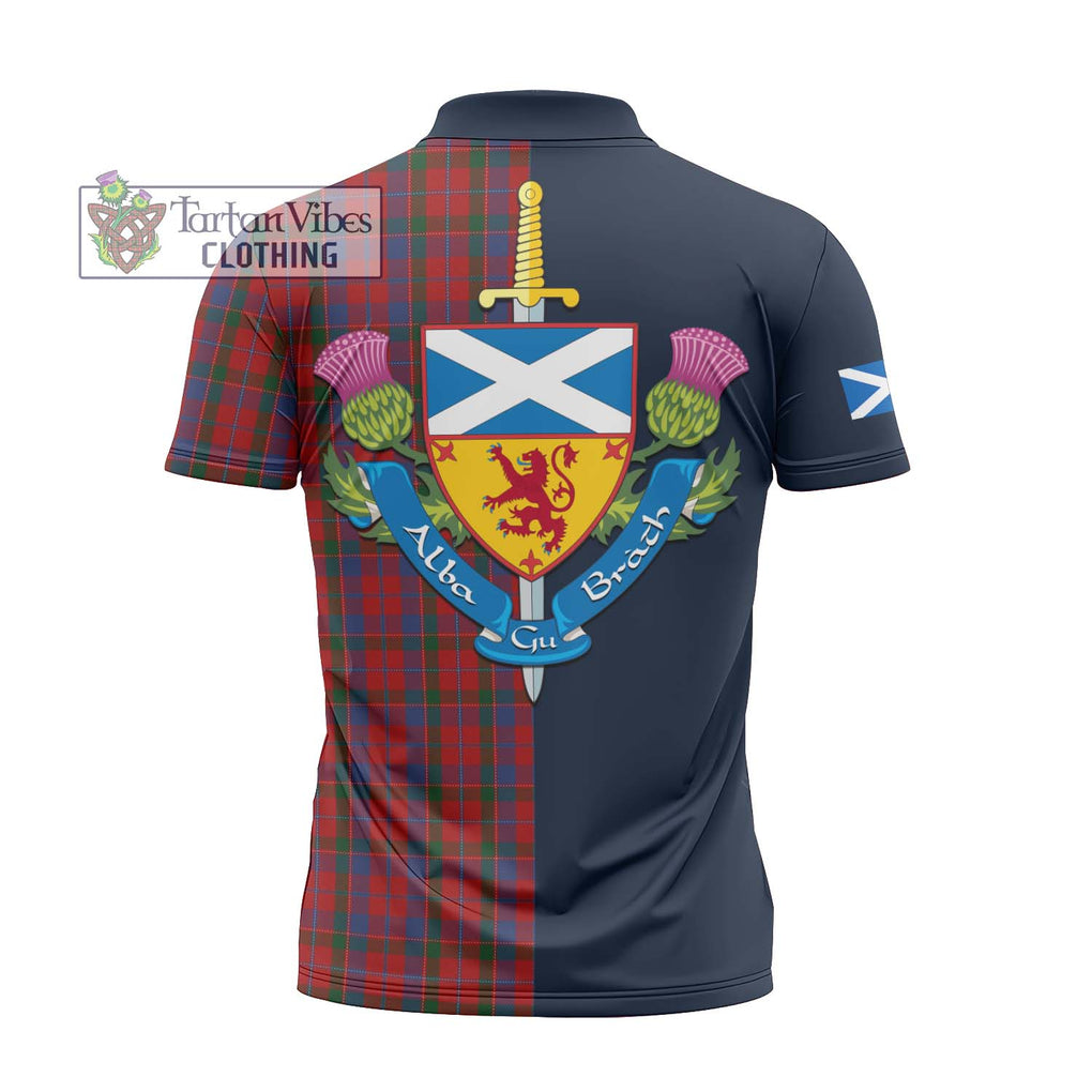 Tartan Vibes Clothing MacDonald of Glenaladale Tartan Zipper Polo Shirt with Scottish Lion Royal Arm Half Style