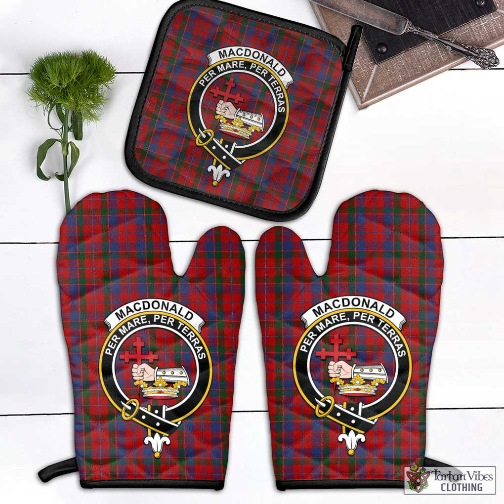 MacDonald of Glenaladale Tartan Combo Oven Mitt & Pot-Holder with Family Crest Combo 1 Oven Mitt & 1 Pot-Holder Black - Tartan Vibes Clothing