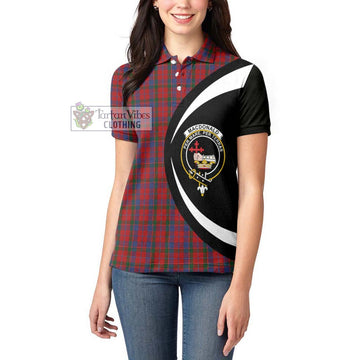 MacDonald of Glenaladale Tartan Women's Polo Shirt with Family Crest Circle Style - Tartan Vibes Clothing