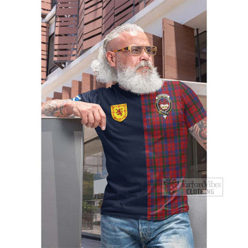 Tartan Vibes Clothing MacDonald of Glenaladale Tartan Cotton T-shirt with Scottish Lion Royal Arm Half Style