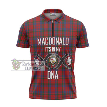 MacDonald of Glenaladale Tartan Zipper Polo Shirt with Family Crest DNA In Me Style - Tartanvibesclothing Shop