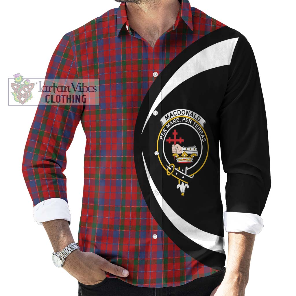 MacDonald of Glenaladale Tartan Long Sleeve Button Up with Family Crest Circle Style - Tartan Vibes Clothing