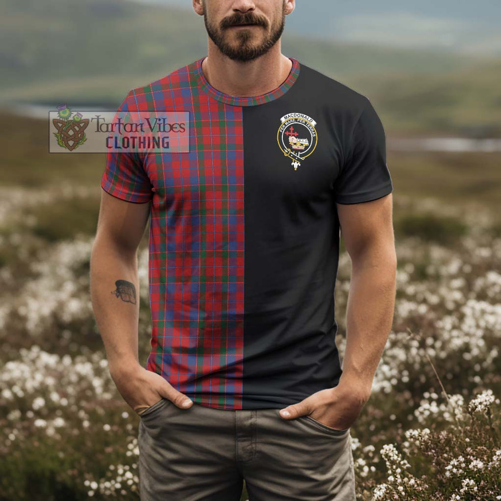 MacDonald of Glenaladale Tartan T-Shirt with Family Crest and Half Of Me Style - Tartanvibesclothing Shop