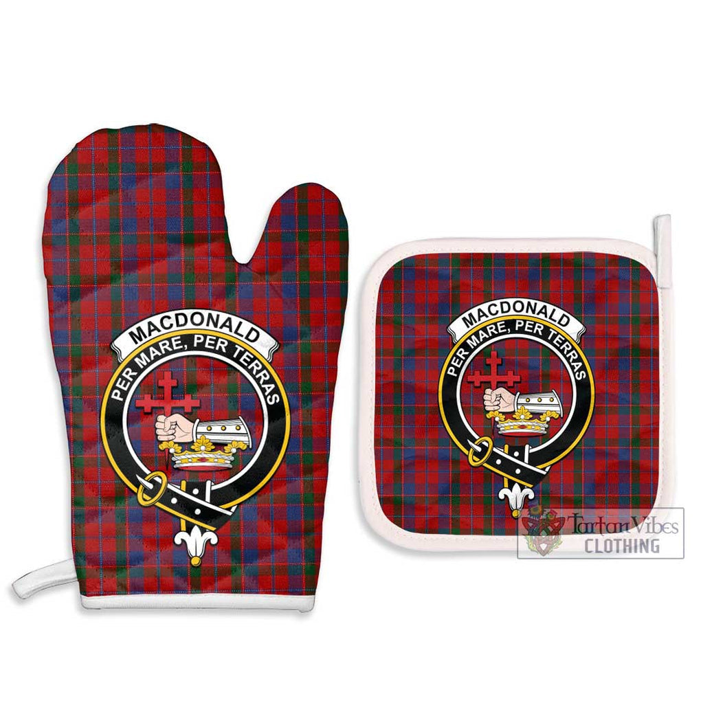 MacDonald of Glenaladale Tartan Combo Oven Mitt & Pot-Holder with Family Crest Combo 1 Oven Mitt & 2 Pot-Holder White - Tartan Vibes Clothing