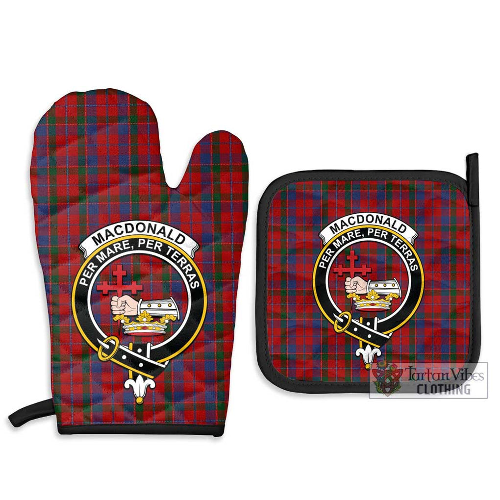 MacDonald of Glenaladale Tartan Combo Oven Mitt & Pot-Holder with Family Crest Combo 1 Oven Mitt & 2 Pot-Holder Black - Tartan Vibes Clothing