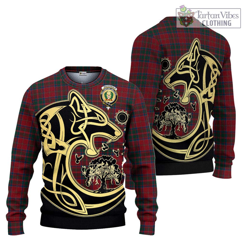 MacDonald (McDonald) of Glencoe Tartan Knitted Sweater with Family Crest Celtic Wolf Style Unisex - Tartan Vibes Clothing