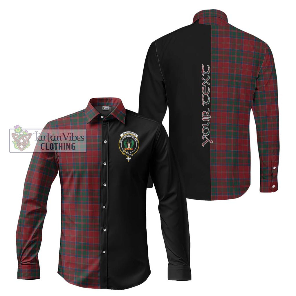 MacDonald (McDonald) of Glencoe Tartan Long Sleeve Button Shirt with Family Crest and Half Of Me Style Men's Shirt S - Tartanvibesclothing Shop