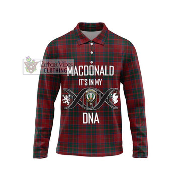 MacDonald (McDonald) of Glencoe Tartan Long Sleeve Polo Shirt with Family Crest DNA In Me Style