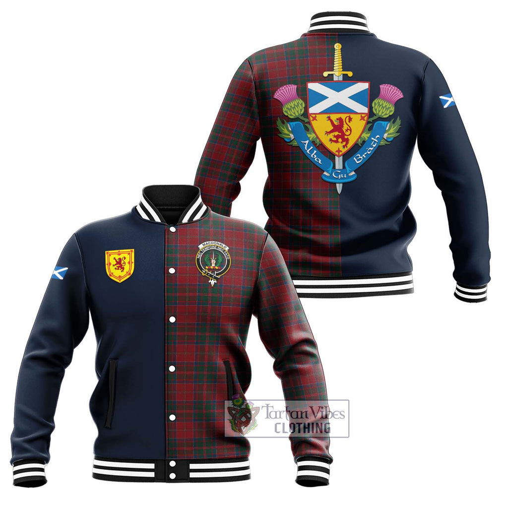 Tartan Vibes Clothing MacDonald of Glencoe Tartan Baseball Jacket with Scottish Lion Royal Arm Half Style
