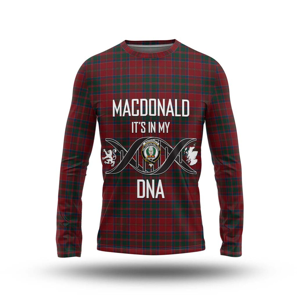 MacDonald (McDonald) of Glencoe Tartan Long Sleeve T-Shirt with Family Crest DNA In Me Style Unisex - Tartanvibesclothing Shop