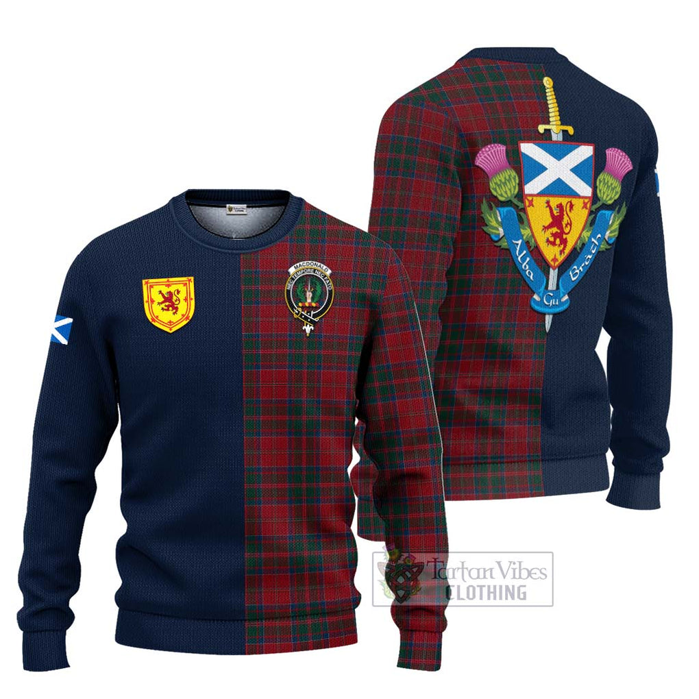 Tartan Vibes Clothing MacDonald of Glencoe Tartan Knitted Sweater with Scottish Lion Royal Arm Half Style