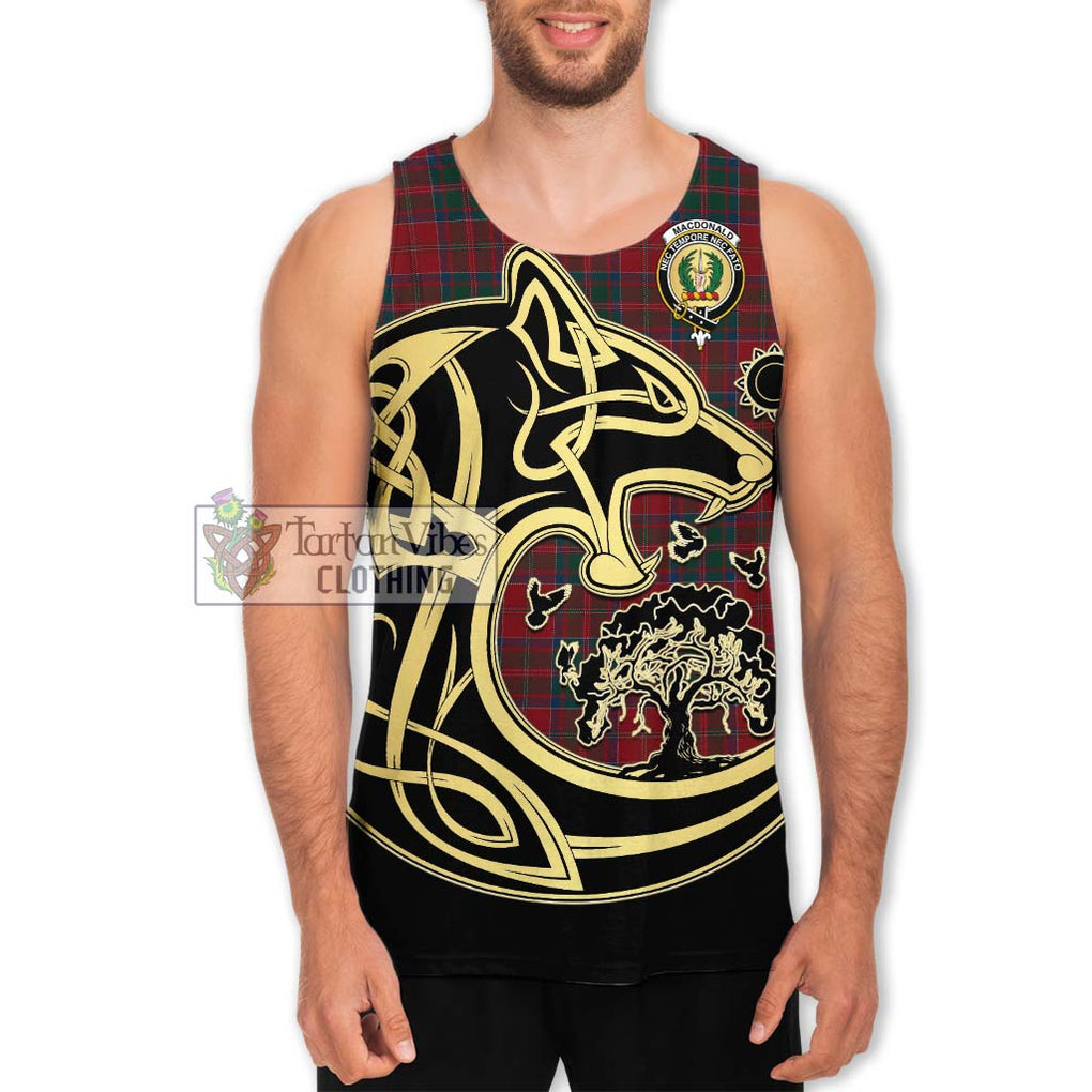 MacDonald (McDonald) of Glencoe Tartan Men's Tank Top with Family Crest Celtic Wolf Style Men - Tartan Vibes Clothing