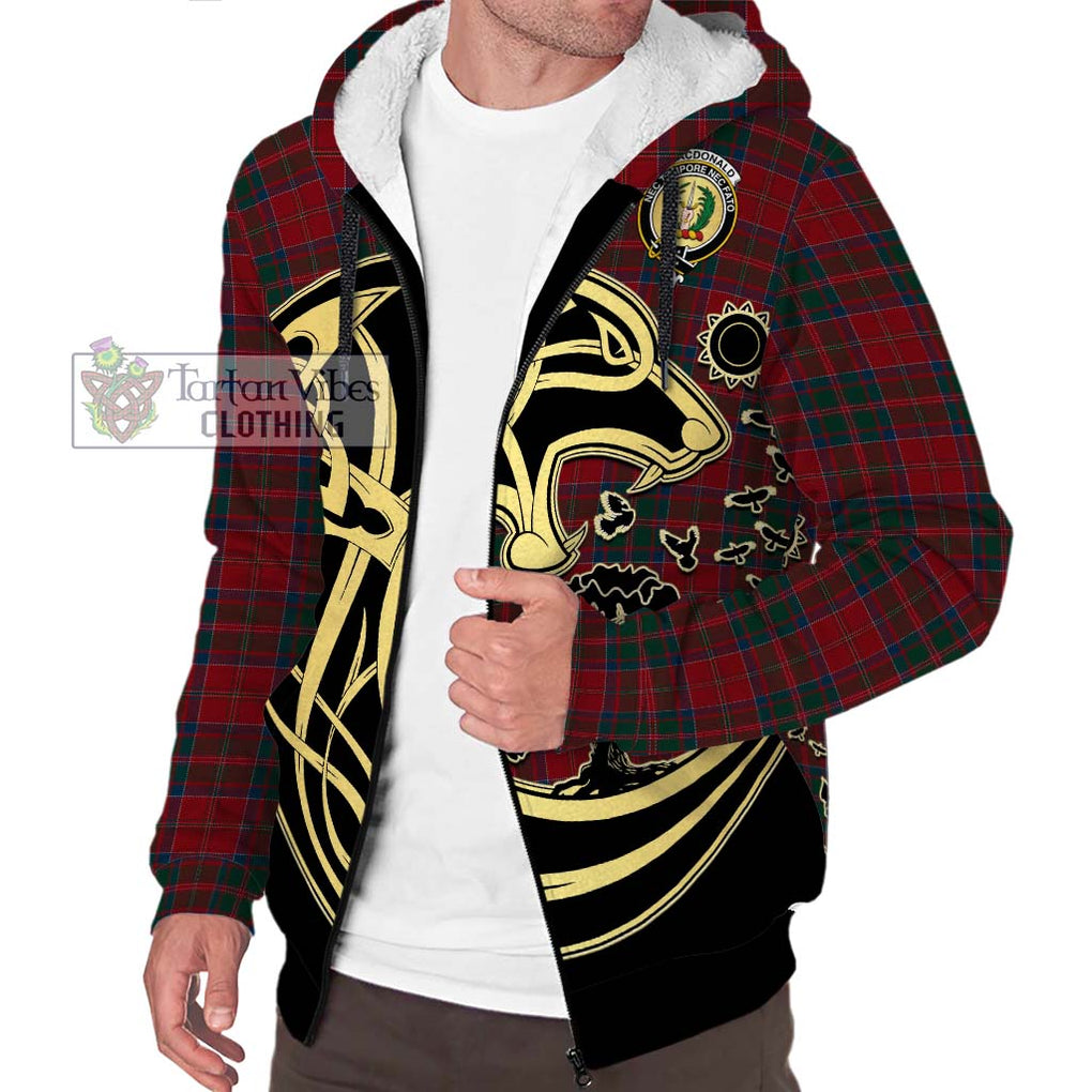 MacDonald (McDonald) of Glencoe Tartan Sherpa Hoodie with Family Crest Celtic Wolf Style Unisex S - Tartan Vibes Clothing