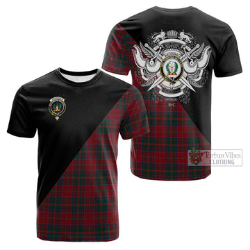 MacDonald (McDonald) of Glencoe Tartan Cotton T-shirt with Family Crest and Military Logo Style