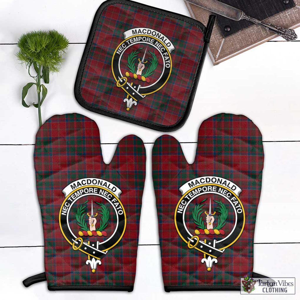 MacDonald (McDonald) of Glencoe Tartan Combo Oven Mitt & Pot-Holder with Family Crest Combo 1 Oven Mitt & 1 Pot-Holder Black - Tartan Vibes Clothing