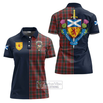 Tartan Vibes Clothing MacDonald of Lochmaddy Tartan Women's Polo Shirt with Scottish Lion Royal Arm Half Style