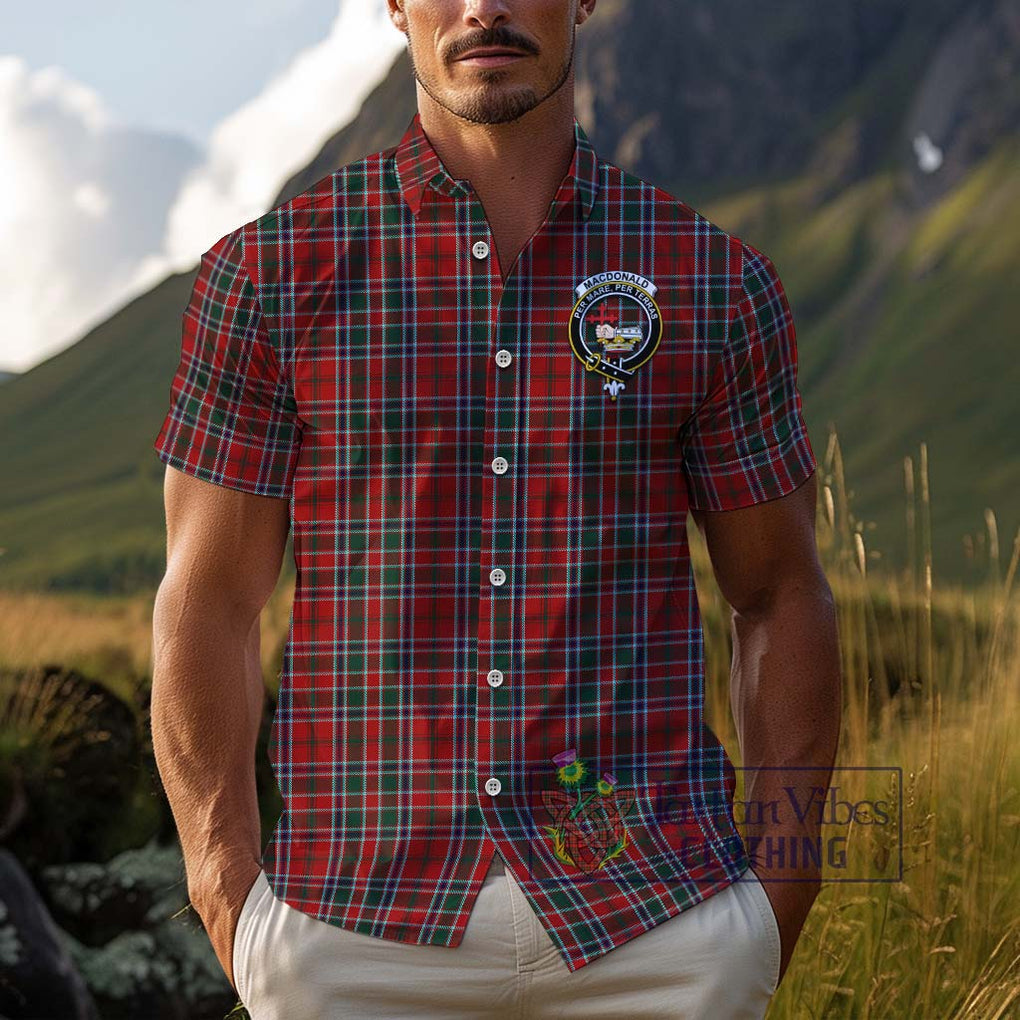 MacDonald of Lochmaddy Tartan Cotton Hawaiian Shirt with Family Crest Adult - Tartan Vibes Clothing