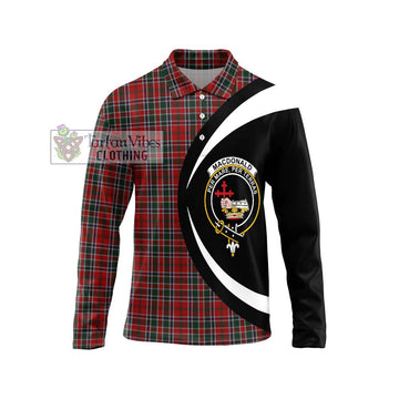 MacDonald of Lochmaddy Tartan Long Sleeve Polo Shirt with Family Crest Circle Style Unisex - Tartan Vibes Clothing
