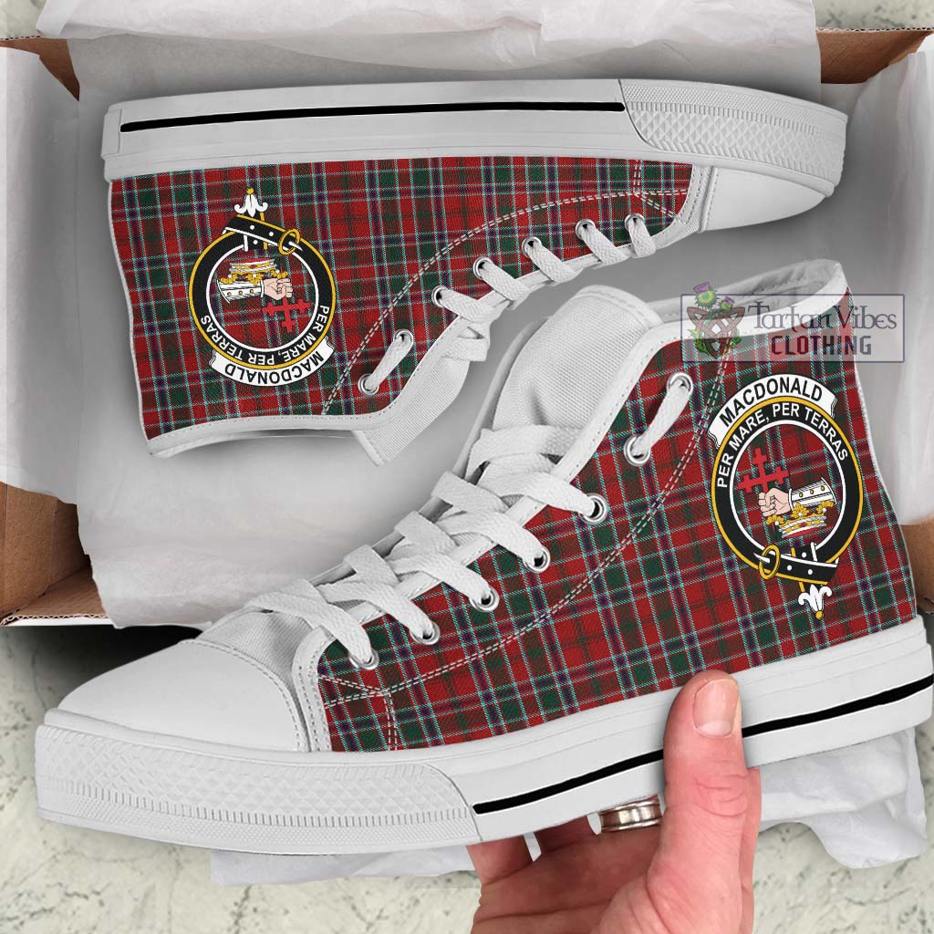 Tartan Vibes Clothing MacDonald of Lochmaddy Tartan High Top Shoes with Family Crest