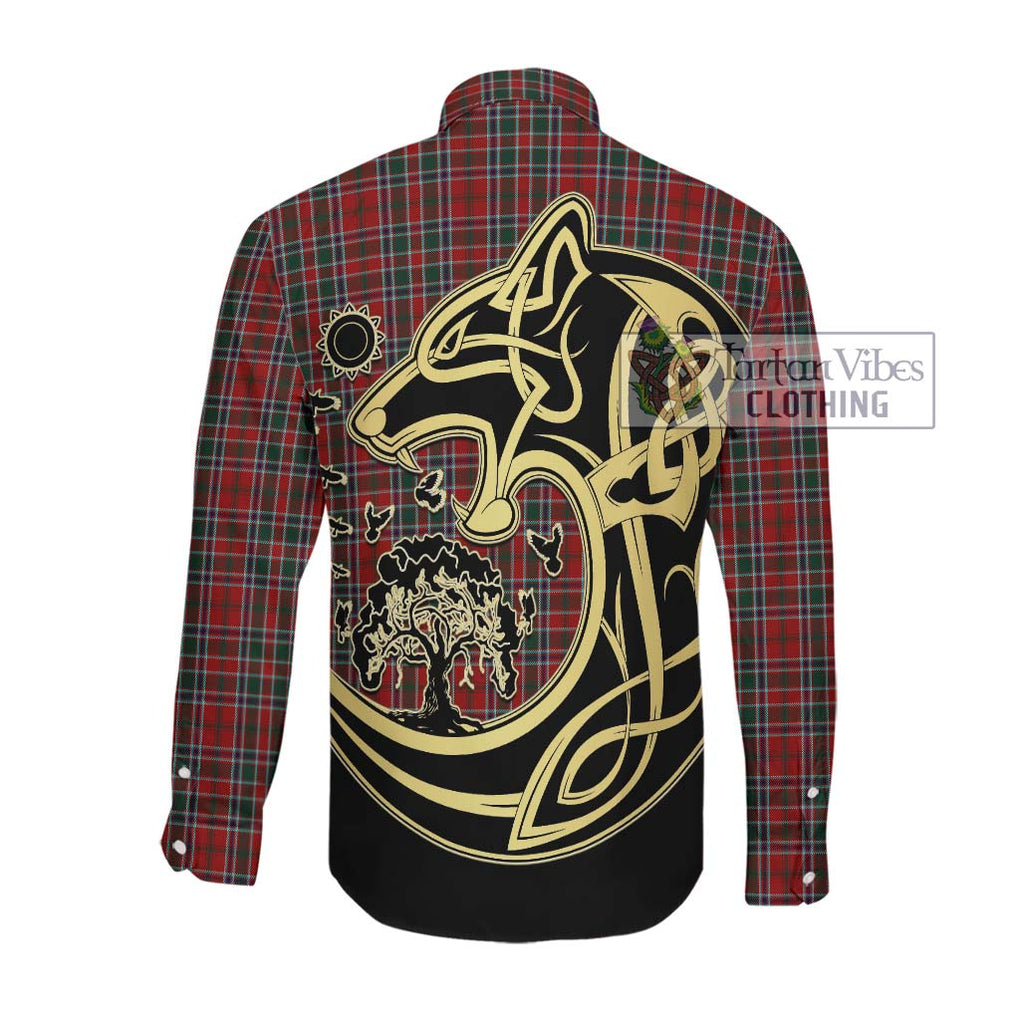 MacDonald of Lochmaddy Tartan Long Sleeve Button Shirt with Family Crest Celtic Wolf Style Men's Shirt - Tartan Vibes Clothing