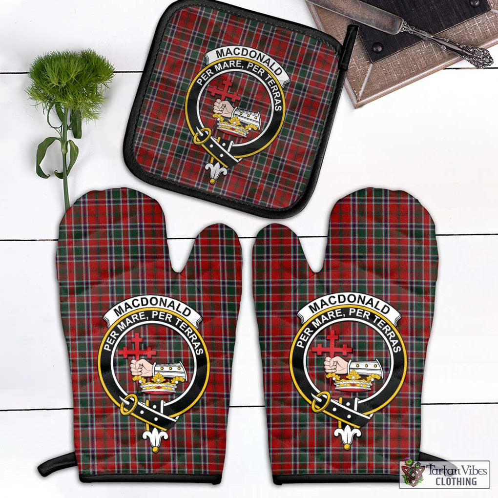 MacDonald of Lochmaddy Tartan Combo Oven Mitt & Pot-Holder with Family Crest Combo 1 Oven Mitt & 1 Pot-Holder Black - Tartan Vibes Clothing