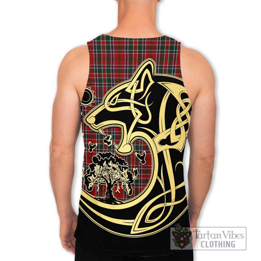 MacDonald of Lochmaddy Tartan Men's Tank Top with Family Crest Celtic Wolf Style - Tartan Vibes Clothing