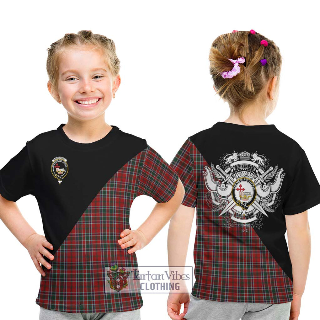 MacDonald of Lochmaddy Tartan Kid T-Shirt with Family Crest and Military Logo Style - Tartanvibesclothing Shop