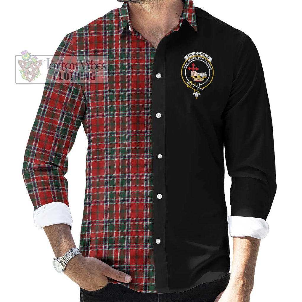 MacDonald of Lochmaddy Tartan Long Sleeve Button Shirt with Family Crest and Half Of Me Style - Tartanvibesclothing Shop