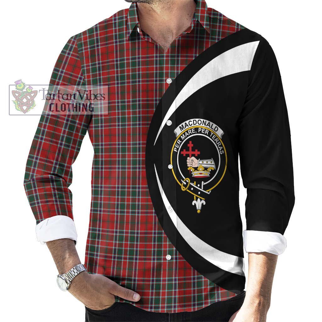 MacDonald of Lochmaddy Tartan Long Sleeve Button Up with Family Crest Circle Style - Tartan Vibes Clothing