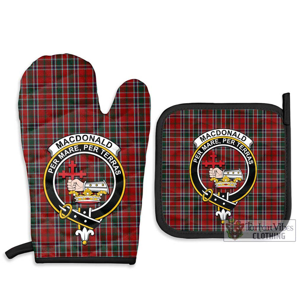 MacDonald of Lochmaddy Tartan Combo Oven Mitt & Pot-Holder with Family Crest Combo 1 Oven Mitt & 2 Pot-Holder Black - Tartan Vibes Clothing