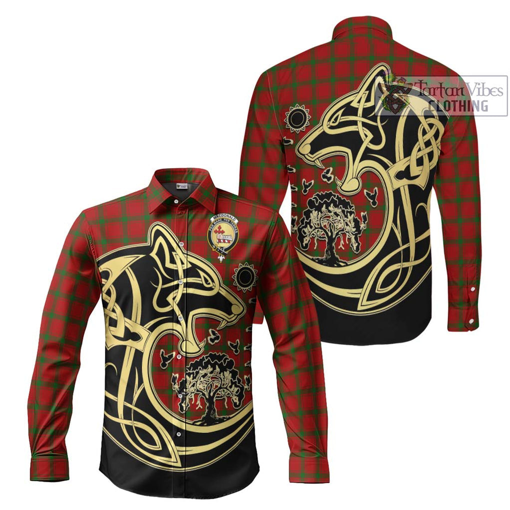 MacDonald (McDonald) of Sleat Tartan Long Sleeve Button Shirt with Family Crest Celtic Wolf Style Men's Shirt S - Tartan Vibes Clothing
