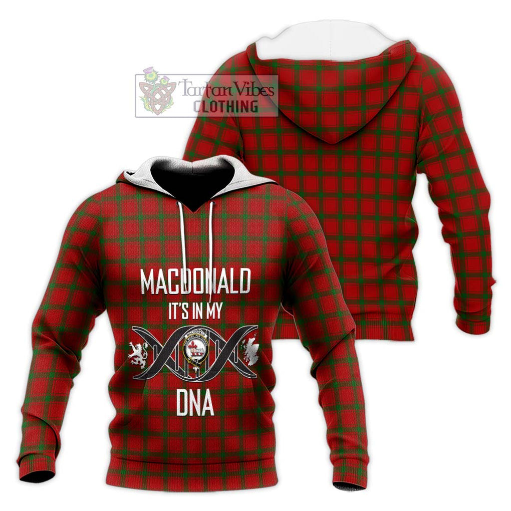 MacDonald (McDonald) of Sleat Tartan Knitted Hoodie with Family Crest DNA In Me Style Unisex Knitted Pullover Hoodie - Tartanvibesclothing Shop