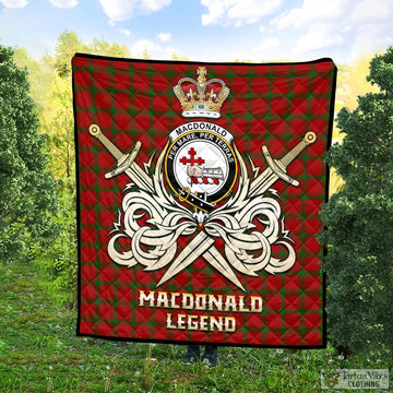 MacDonald (McDonald) of Sleat Tartan Quilt with Clan Crest and the Golden Sword of Courageous Legacy