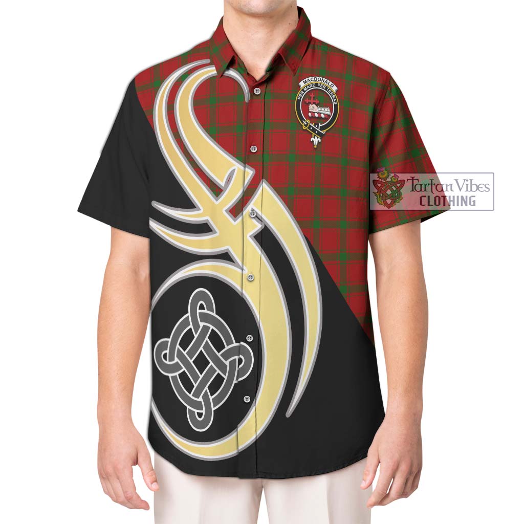 MacDonald (McDonald) of Sleat Tartan Short Sleeve Button Shirt with Family Crest and Celtic Symbol Style Kid - Tartan Vibes Clothing