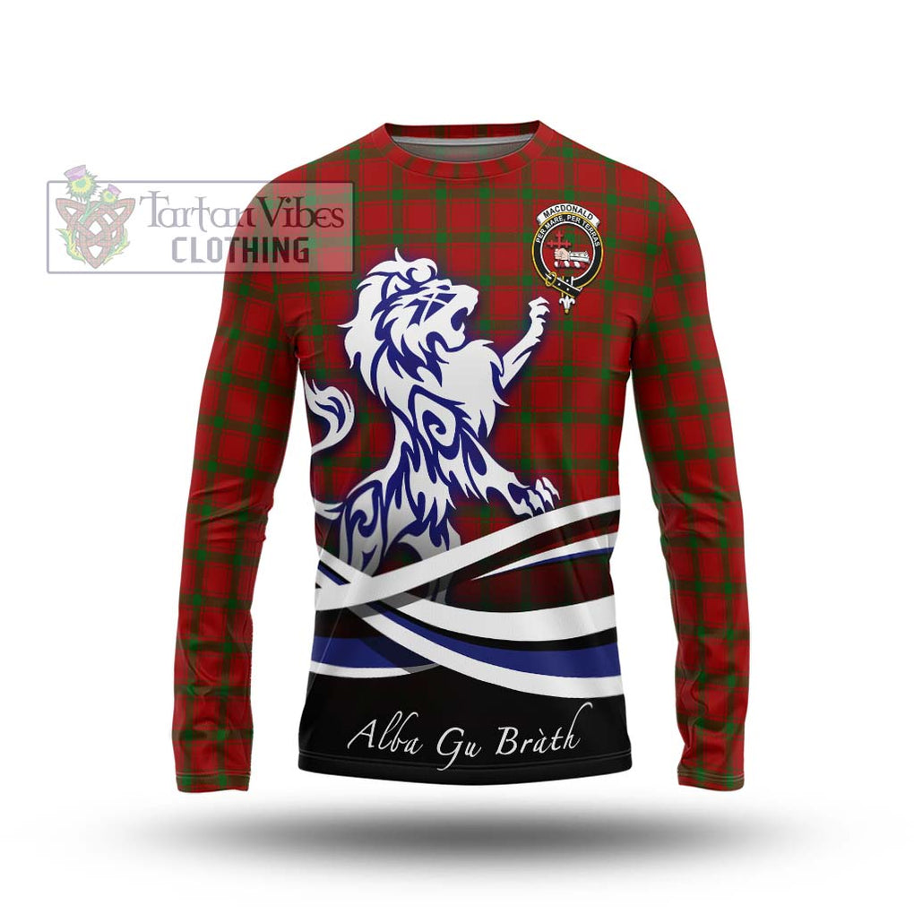 MacDonald (McDonald) of Sleat Tartan Long Sleeve T-Shirt with Alba Gu Brath Regal Lion Emblem Unisex - Tartanvibesclothing Shop