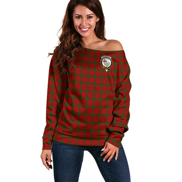 MacDonald of Sleat Tartan Off Shoulder Women Sweater with Family Crest Women - Tartanvibesclothing