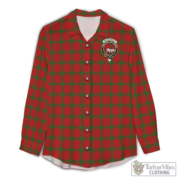 Tartan Vibes Clothing MacDonald of Sleat Tartan Womens Casual Shirt with Family Crest
