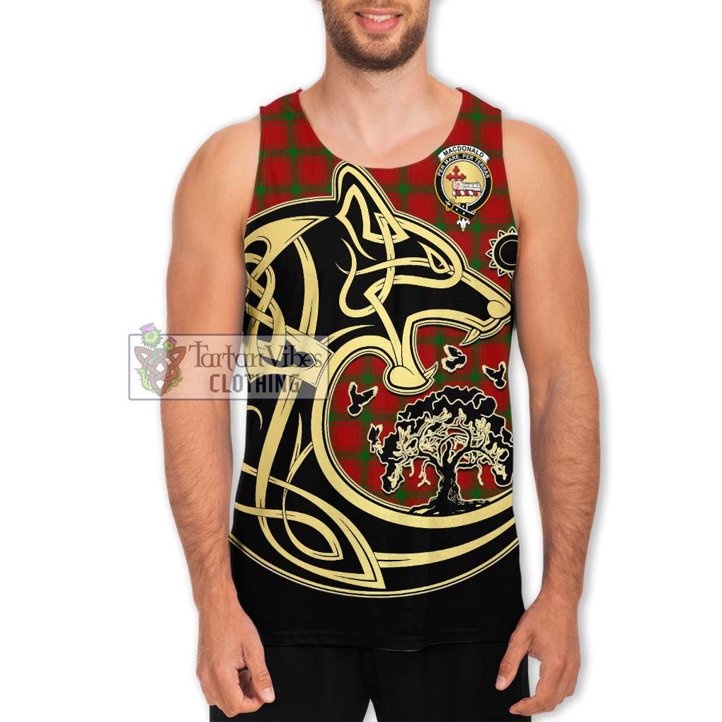 MacDonald (McDonald) of Sleat Tartan Men's Tank Top with Family Crest Celtic Wolf Style Men - Tartan Vibes Clothing