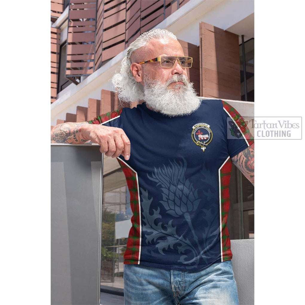 Tartan Vibes Clothing MacDonald of Sleat Tartan Cotton T-shirt with Family Crest and Scottish Thistle Vibes Sport Style